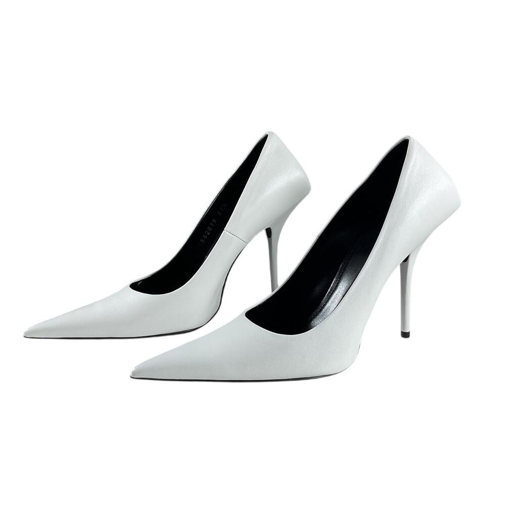 Balenciaga Sleek White Square Knife Pumps Size EU 37.5 / US 7.5 - Picture 3 of 10